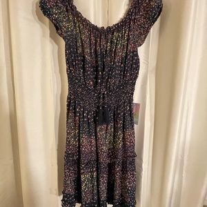 Justify darling dress navy blue with flowers XL never worn.